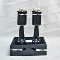 Kit Bandeja com Porta Velas de Vidro Decoração Casa Sala Kit Bandeja com Porta Velas de Vidro Decoração Casa Sala