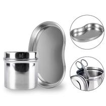 Kit Bandeja Cuba Rim Aço Inox Porta Gaze Odonto Podologia Dentista Odontologia Material Odontológico Instrumento Utensílios Podóloga Saude