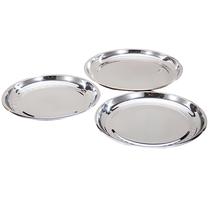 Kit Bandeja De Garçom Para Servir Restaurante De Inox 40cm Decorativa Redonda Para Bebidas Taças