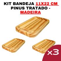 Kit Bandeja de Madeira 12cm x 22cm - Modelo RG Tamanho Nº8 Cozinha - Design-Elegante-Decoração-Rústica-Sustentável-Durável - Senhora Madeira