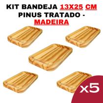 Kit Bandeja de Madeira 13cm x 25cm - Modelo LE Tamanho Nº8 Cozinha - Decoração-Rústica-Sustentável-Design-Elegante-Durável