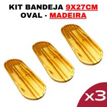 Kit Bandeja de Madeira 27,5x9,5 - Modelo Oval - Sustentável-Design-Elegante-Decoração-Rústica-Circular