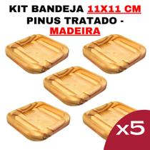 Kit Bandeja de Madeira - Kit Tamanho Nº4 Cozinha - Madeira Maciça - Jogo de Cozinha - Peça Organizadora - Suporte em Pinus