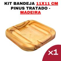 Kit Bandeja de Madeira - Kit Tamanho Nº4 Cozinha - Madeira Maciça - Jogo de Cozinha - Peça Organizadora - Suporte em Pinus