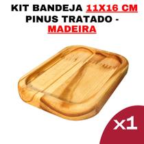 Kit Bandeja de Madeira - Kit Tamanho Nº6 Cozinha - Madeira Maciça - Jogo de Cozinha - Peça Organizadora - Suporte em Pinus