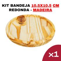 Kit Bandeja de Madeira Pinus 10,5x10,5 - Modelo Circular - Sustentável-Decoração-Rústica-Design-Elegante-Circular