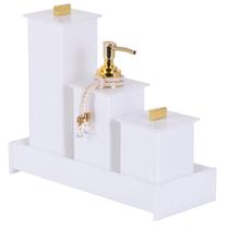 Kit Bandeja Decorativa Porta Escova De Dentes Pasta Porta Algodão Cotonete E Porta Sabonete Líquido Dispenser Conjunto Banheiro Lavabo Pia Kit Bandeja Decorativa Porta Escova De Dentes Pasta Porta Algodão Cotonete E Porta Sabonete Líquido Dispenser Conjunto Banheiro Lavabo Pia