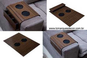 Kit Bandeja Esteira Braço de Sofá 1 Porta Copo + 1 Porta Controle - Mel