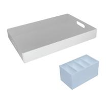 Kit Bandeja grande e porta controle de acrílico - Branco