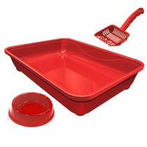 Kit Bandeja Higiênica Comedouro E Pá Para Gatos