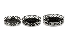 Kit Bandeja Prata em Metal C/ Espelho Preto 3 Pcs 11406 Mart