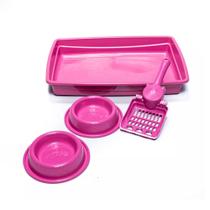 Kit Bandeja Sanitária Gatos com Comedouro Bebedouro E Pá Caixa De Areia - Kit Bandeja Sanitária Gatos com Comedouro Bebedouro E Pá Caixa De Areia -