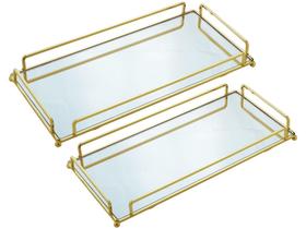 Kit Bandejas Espelhadas de Metal Decorativas Retangulares Wolff Casa 60911 2 Peças Kit Bandejas Espelhadas de Metal Decorativas Retangulares Wolff Casa 60911 2 Peças
