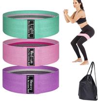 Kit Bands 3 Pulseiras resistentes para mulheres com bumbum e pernas - 3 faixas de resistência de nível - KIT 3 LARGOS