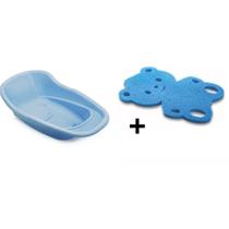 Kit Banheira Bebê Infantil Simples 20l e Assento para Banho Adoleta Azul