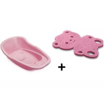 Kit Banheira Bebê Infantil Simples 20l e Assento para Banho Adoleta Rosa