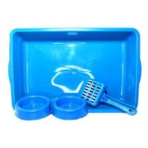 Kit Banheira Caixa de Areia Higiênica Para Gato Gatos com Pá Comedouro e Bebedouro - 2dpet Kit Banheira Caixa de Areia Higiênica Para Gato Gatos com Pá Comedouro e Bebedouro - 2dpet