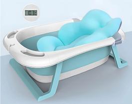 Kit Banheira Infantil Vitoriana Com Almofada Banho Bebê E Termômetro Digital