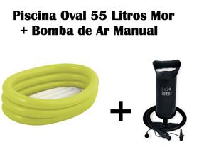 Kit Banheira Inflável Oval 55 Litros + Bomba de Ar Manual