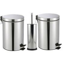 Kit banheiro 02 lixeira inox 5 lt 01 escova sanitaria Kit banheiro 02 lixeira inox 5 lt 01 escova sanitaria