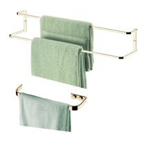 Kit Banheiro 2 Peças Suporte Porta Toalha Duplo Banho Toalheiro Mãos Parede Dourado - Future