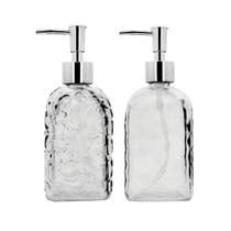Kit Banheiro 2 Porta Sabonete Líquido Vidro Clear Diamante 500ml - Tuut