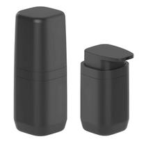 Kit Banheiro 2pç Porta Escova de Dente + Dispenser Sabonete Líquido 380ml Preto - Aura Ou