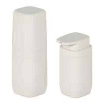 Kit Banheiro 2pç Porta Escova + Dispenser Sabonete Líquido 380ml Bege - Aura Ou