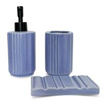 Kit Banheiro 3 Peças Cerâmica Saboneteira Porta Escova Kit Banheiro 3 Peças Cerâmica Saboneteira Porta Escova