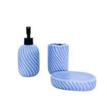 Kit Banheiro 3 Peças de Cerâmica Texturizado Porta Sabonete Liquido Saboneteira Porta Escova Kit Banheiro 3 Peças de Cerâmica Texturizado Porta Sabonete Liquido Saboneteira Porta Escova