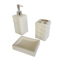 Kit Banheiro 3 Peças em Cerâmica Branca Trabalhada - Wincy