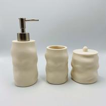 Kit Banheiro 3 Peças em Poliresina Off White Design Orgânico Kit Banheiro 3 Peças em Poliresina Off White Design Orgânico