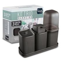 Kit Banheiro 3 Peças Lavabo Porta Algodão e Sabonete Líquido com Dispenser, Estojo Dental e Bandeja Kit Banheiro 3 Peças Lavabo Porta Algodão e Sabonete Líquido com Dispenser, Estojo Dental e Bandeja
