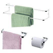 Kit Banheiro 3 Peças Toalheiro Duplo Porta Toalha Suporte Papel Higiênico Parede Cromado - Future