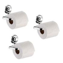 Kit Banheiro 3 Suporte Porta Papel Higiênico com Ventosa Cromado 405 - Future