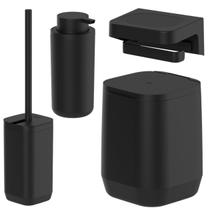 Kit Banheiro 4 Pçs com Fixação Adesiva para Parede Lixeira Dispenser Porta Papel Higiênico com Suporte Escova Sanitária Organizadores para Lavabo Kit Banheiro 4 Pçs com Fixação Adesiva para Parede Lixeira Dispenser Porta Papel Higiênico com Suporte Escova Sanitária Organizadores para Lavabo