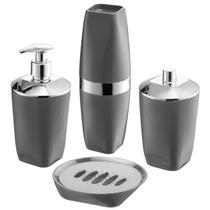 Kit Banheiro 4 Pçs Dispenser Porta Escova Porta Algodão Saboneteira Acessórios Organizadores Decoração Lavabo Kit Banheiro 4 Pçs Dispenser Porta Escova Porta Algodão Saboneteira Acessórios Organizadores Decoração Lavabo