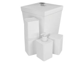 KIT BANHEIRO 4 PEÇAS 20.5cm x 20.5cm x 26cm BRANCO