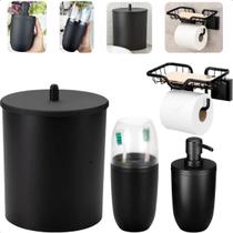Kit Banheiro 4pçs Lixeira Porta Escovas Sabonete Líquido Porta Papel Higiênico Com Suporte Celular Arthi Kit Banheiro 4pçs Lixeira Porta Escovas Sabonete Líquido Porta Papel Higiênico Com Suporte Celular Arthi