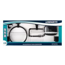 Kit banheiro 5 pc quadra preto - lorenzetti 3929 Kit banheiro 5 pc quadra preto - lorenzetti 3929