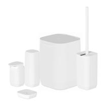 Kit Banheiro 5 Pçs Lixeira Porta Escova Dente Saboneteira Ou