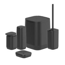 Kit Banheiro 5 Pçs Lixeira Porta Escova Dente Saboneteira Ou