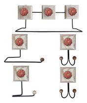 Kit Banheiro 5 Peças Artesanal Rústico Flor De Madeira 3d Anúncio com variação