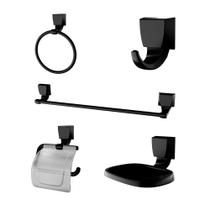 Kit Banheiro 5 Peças Attic Quadra Preto 2000 F24 Lorenzetti