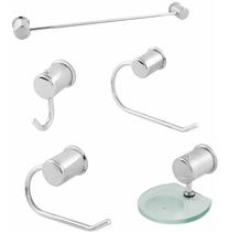 Kit Banheiro 5 Peças Luxo Em Alumínio Kit Banheiro 5 Peças Luxo Em Alumínio