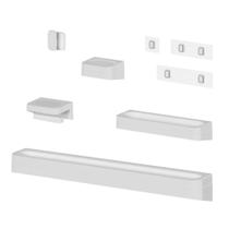 Kit Banheiro 5 Peças Saboneteira + Porta Papel Higiênico + Porta Shampoo + Toalheiro + Gancho + Adesivos Branco Ou