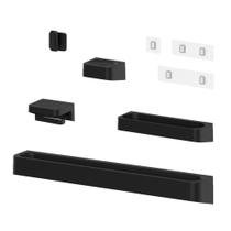 Kit Banheiro 5 Peças Saboneteira + Porta Papel Higiênico + Porta Shampoo + Toalheiro + Gancho + Adesivos Preto Ou Kit Banheiro 5 Peças Saboneteira + Porta Papel Higiênico + Porta Shampoo + Toalheiro + Gancho + Adesivos Preto Ou