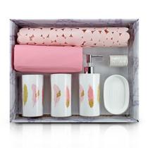 Kit Banheiro acessórios 7 Peças Jacki Design Rosa Kit Banheiro acessórios 7 Peças Jacki Design Rosa