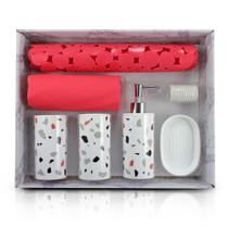 Kit Banheiro acessórios 7 Peças Jacki Design Vermelho Kit Banheiro acessórios 7 Peças Jacki Design Vermelho