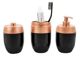 Kit Banheiro Acessórios Lavabo 3 Peças Pia Preto Cobre Forma Kit Banheiro Acessórios Lavabo 3 Peças Pia Preto Cobre Forma